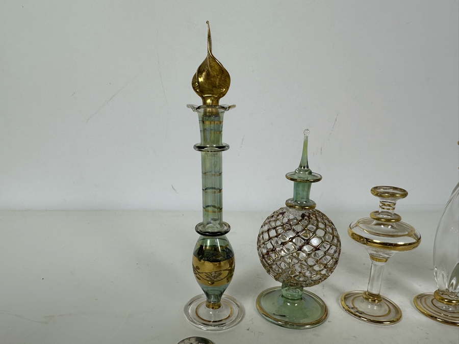 Six Vintage Handblown Egyptian Glass Perfume Bottles 7'H [Photo 7]