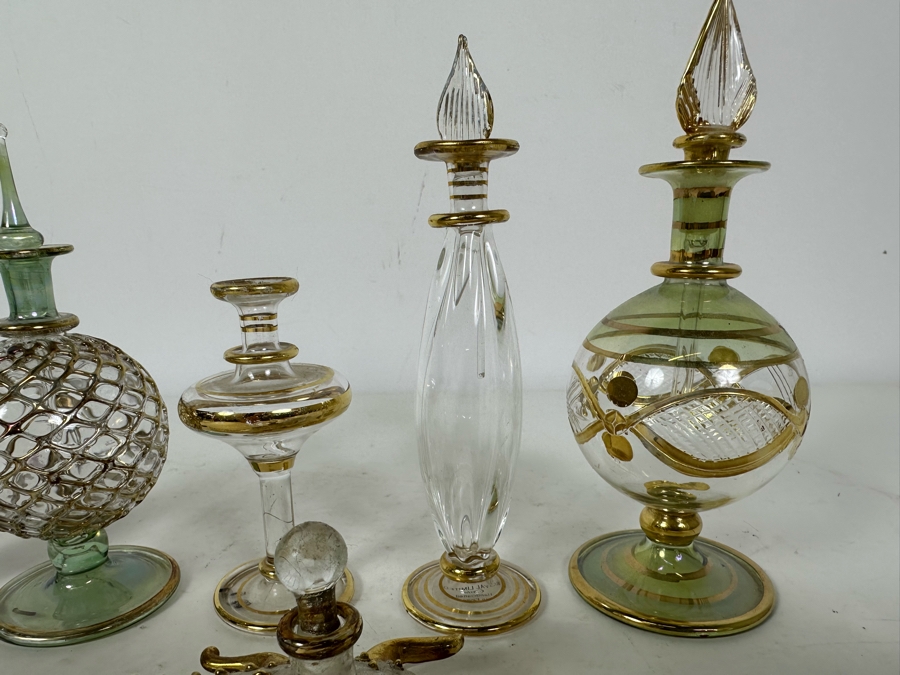 Six Vintage Handblown Egyptian Glass Perfume Bottles 7'H [Photo 5]