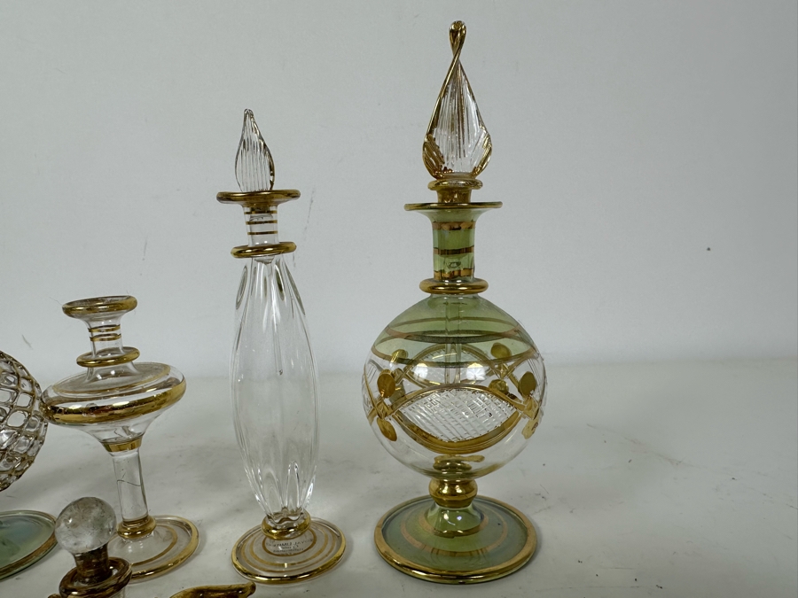 Six Vintage Handblown Egyptian Glass Perfume Bottles 7'H [Photo 4]