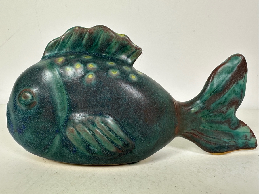 Vintage Studio Pottery Fish Signed Teka 1981 10.5'W X 5'H [Photo 2]