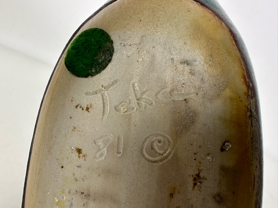 Vintage Studio Pottery Fish Signed Teka 1981 10.5'W X 5'H [Photo 5]