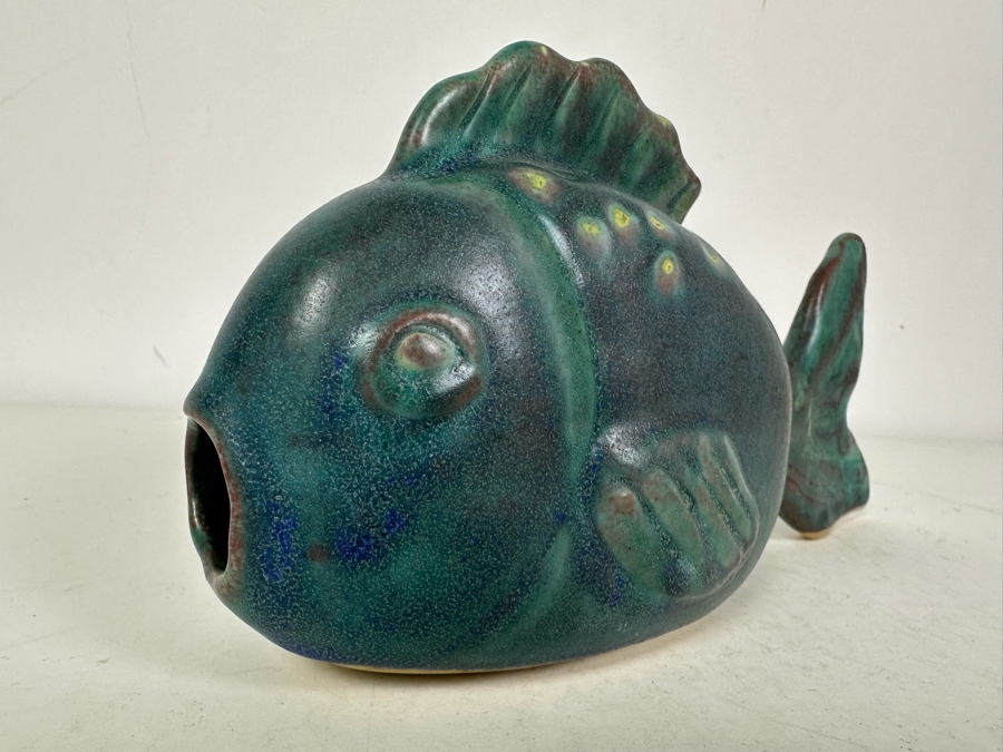 Vintage Studio Pottery Fish Signed Teka 1981 10.5'W X 5'H [Photo 3]