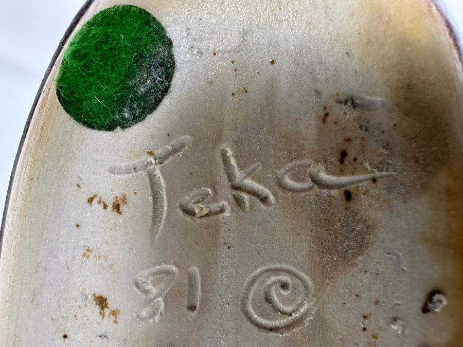 Vintage Studio Pottery Fish Signed Teka 1981 10.5'W X 5'H [Photo 6]