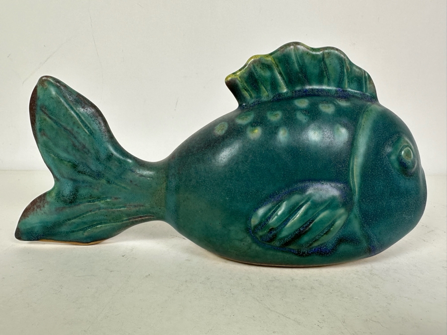 Vintage Studio Pottery Fish Signed Teka 1981 10.5'W X 5'H [Photo 4]