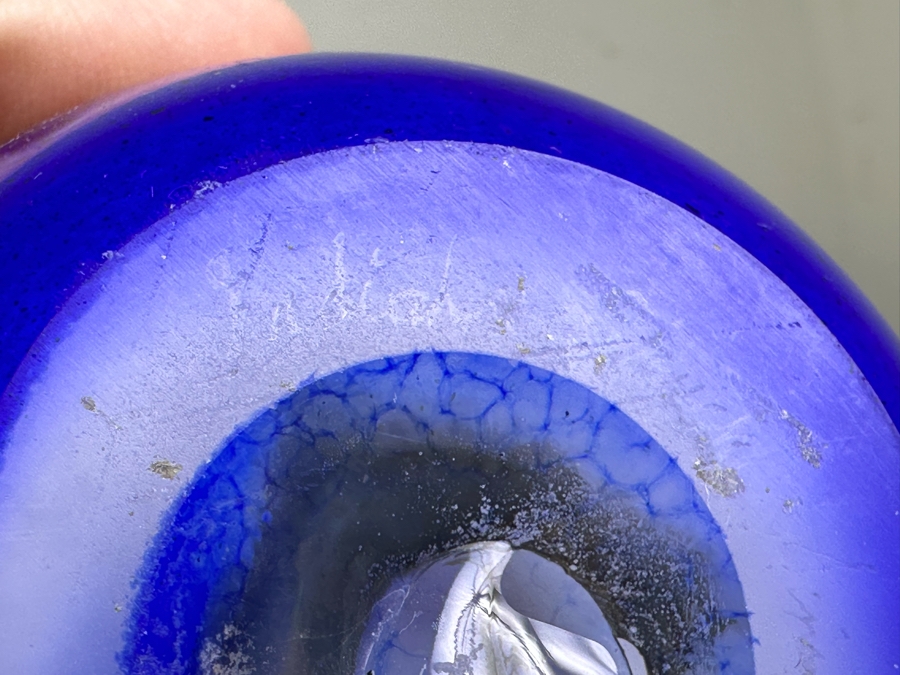 Pair Of Signed Art Glass Perfume Bottles 5.5'H [Photo 7]