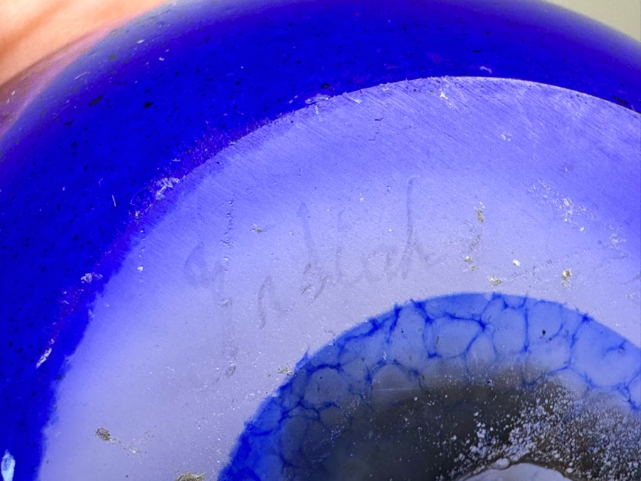 Pair Of Signed Art Glass Perfume Bottles 5.5'H [Photo 9]