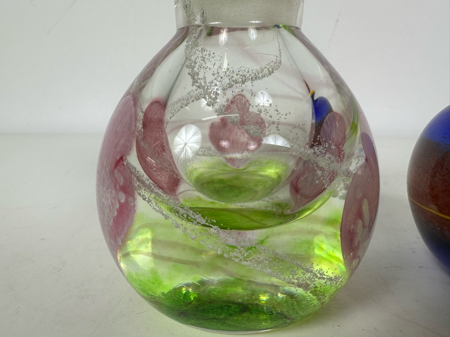 Pair Of Signed Art Glass Perfume Bottles 5.5'H [Photo 6]