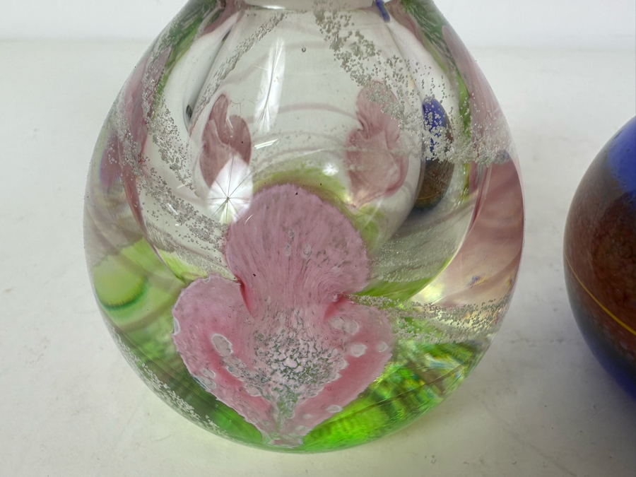 Pair Of Signed Art Glass Perfume Bottles 5.5'H [Photo 5]