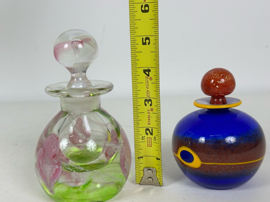 Pair Of Signed Art Glass Perfume Bottles 5.5'H [Photo 12]