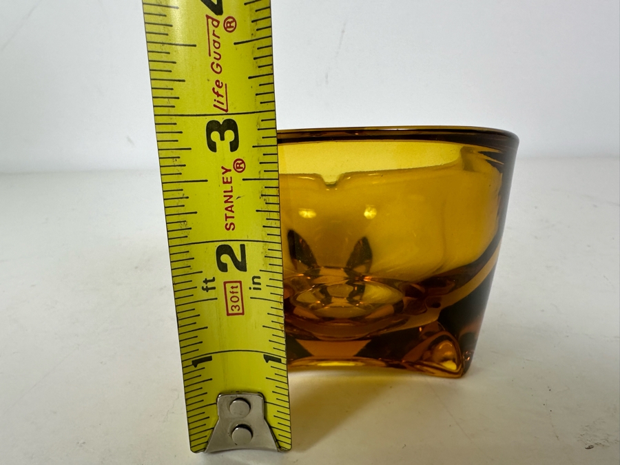 Vintage Mid-Century Amber Glass Ashtray 4'W X 2.5'H [Photo 8]