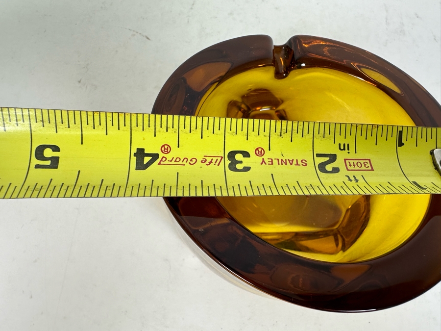 Vintage Mid-Century Amber Glass Ashtray 4'W X 2.5'H [Photo 9]