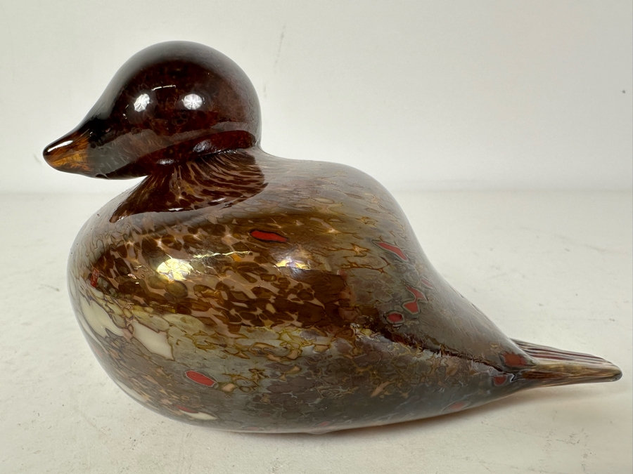 Vintage Artist Signed Art Glass Bird Figurine 5.5'W X 3'H [Photo 2]