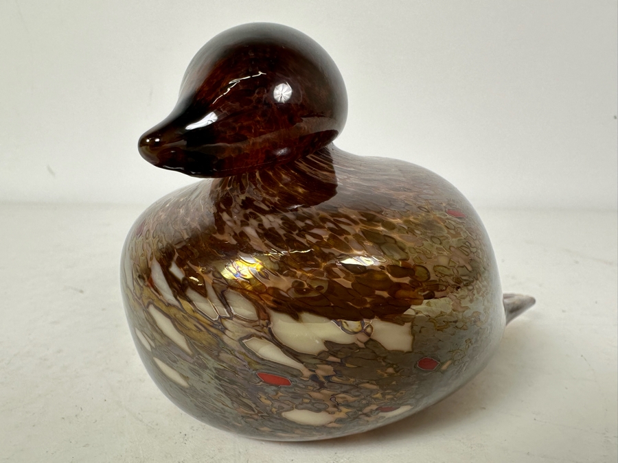 Vintage Artist Signed Art Glass Bird Figurine 5.5'W X 3'H [Photo 4]
