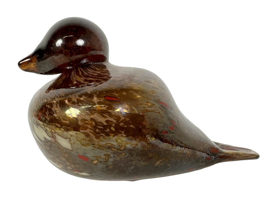 Vintage Artist Signed Art Glass Bird Figurine 5.5'W X 3'H [Photo 1]