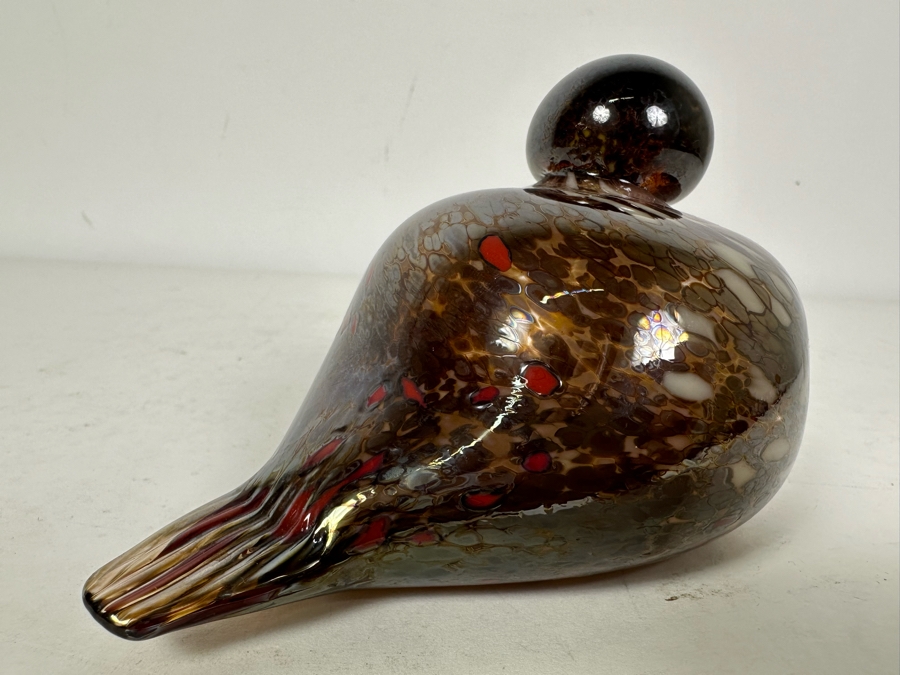Vintage Artist Signed Art Glass Bird Figurine 5.5'W X 3'H [Photo 6]