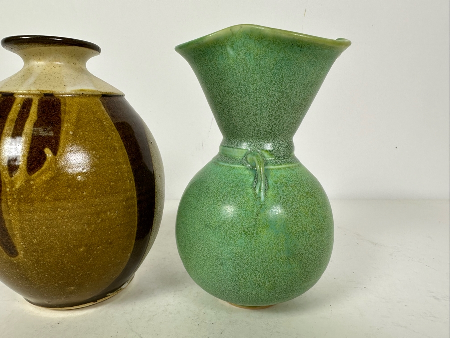 Pair Of Signed Studio Pottery Vases 7'H [Photo 7]