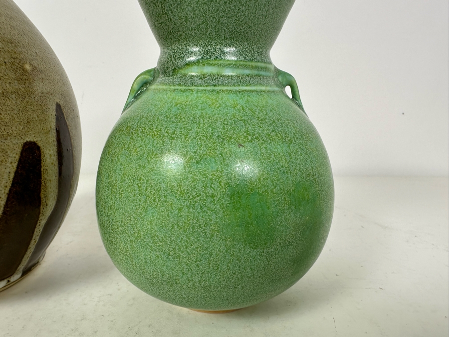 Pair Of Signed Studio Pottery Vases 7'H [Photo 4]