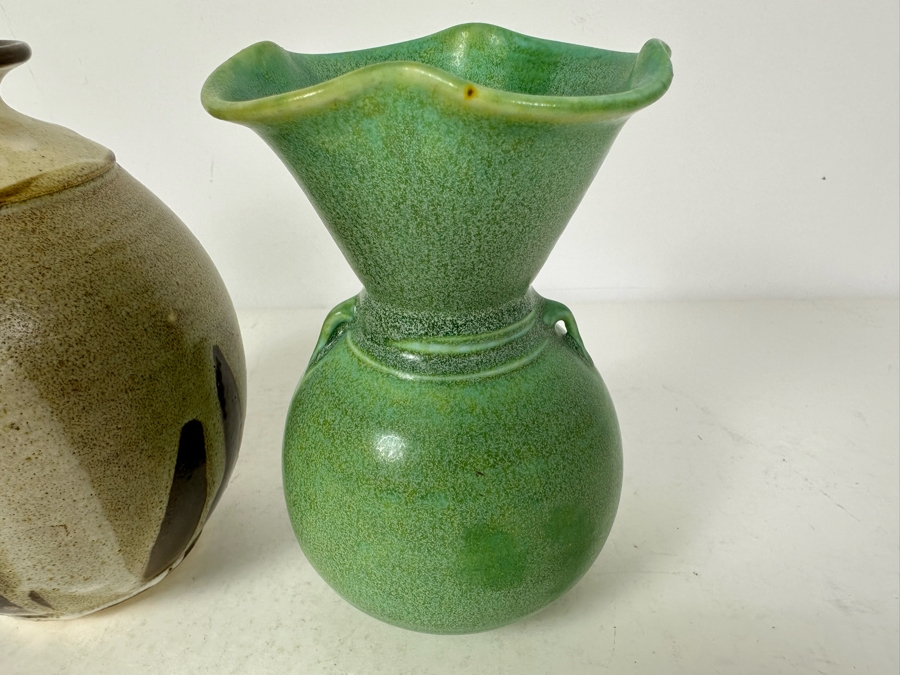 Pair Of Signed Studio Pottery Vases 7'H [Photo 3]