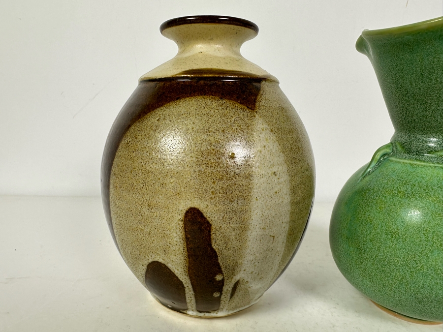 Pair Of Signed Studio Pottery Vases 7'H [Photo 5]
