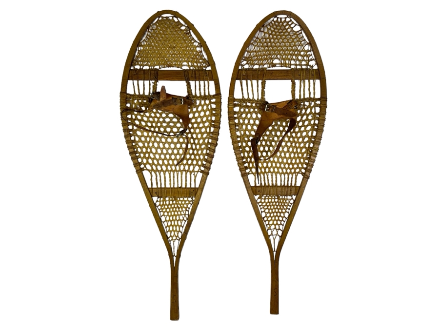 Pair Of Vintage Wood & Rawhide Snowshoes 42'L [Photo 1]