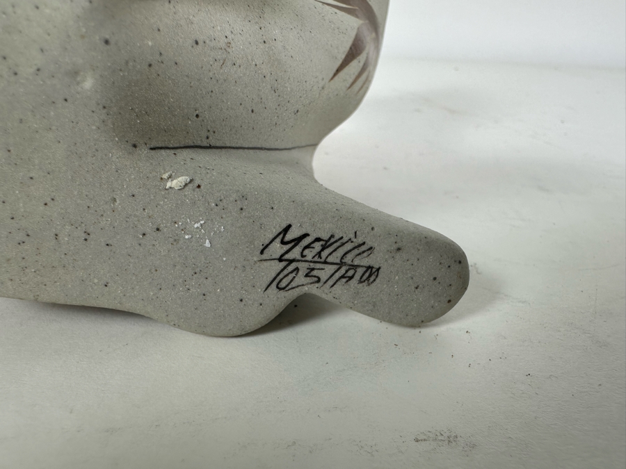 Pair Of Signed Mexican Pottery Cat Figurines 5.5'H [Photo 5]