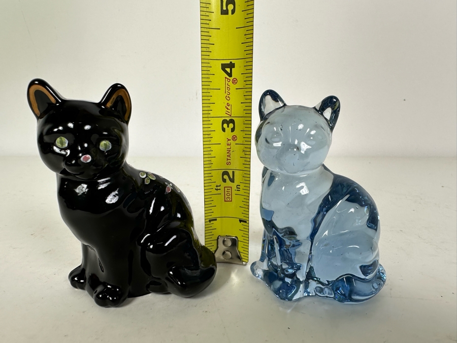 Pair Of Vintage Fenton Glass Cat Figurines 3.5'H [Photo 5]