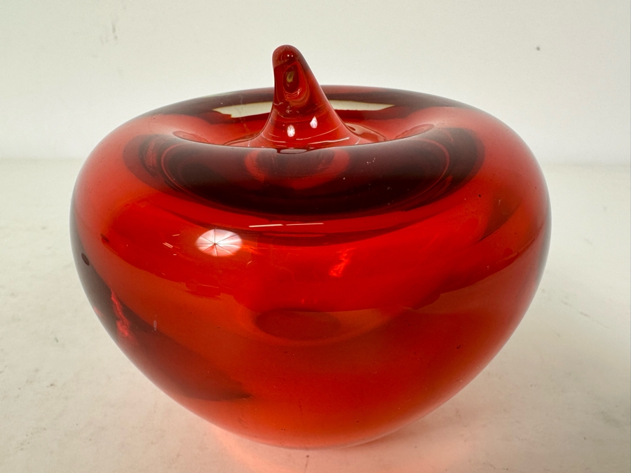 Vintage Blenko Glass Red Glass Apple Paperweight 3'H [Photo 2]