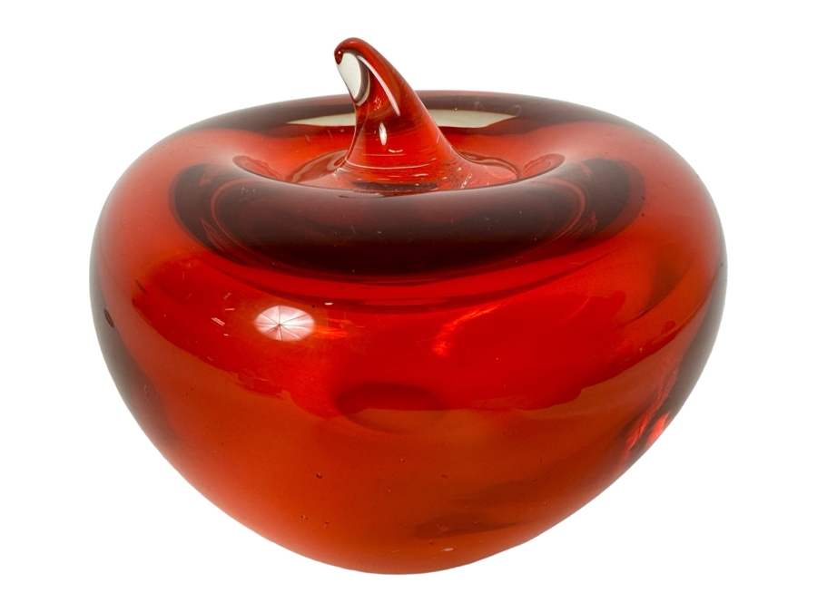 Vintage Blenko Glass Red Glass Apple Paperweight 3'H