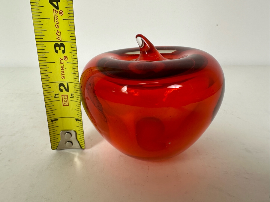 Vintage Blenko Glass Red Glass Apple Paperweight 3'H [Photo 5]