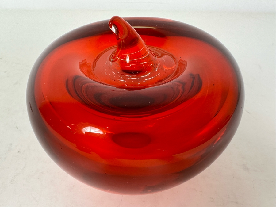 Vintage Blenko Glass Red Glass Apple Paperweight 3'H [Photo 4]