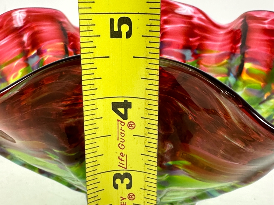 Signed Garcia Art Glass Bowl San Antonio, Texas 9.5'W X 4.5'H [Photo 9]