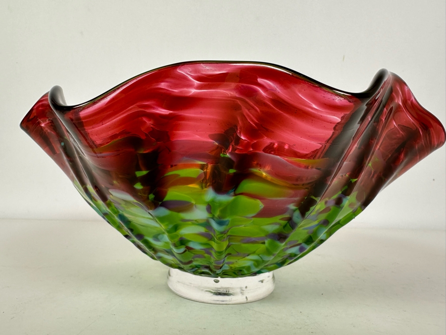 Signed Garcia Art Glass Bowl San Antonio, Texas 9.5'W X 4.5'H [Photo 3]