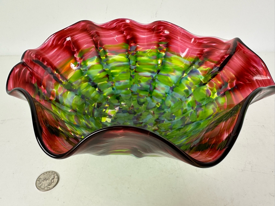 Signed Garcia Art Glass Bowl San Antonio, Texas 9.5'W X 4.5'H [Photo 2]