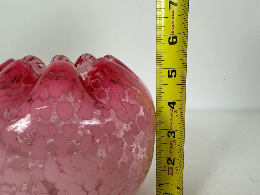 Vintage Pink Art Glass Rose Bowl 6'W X 5.5'H [Photo 7]