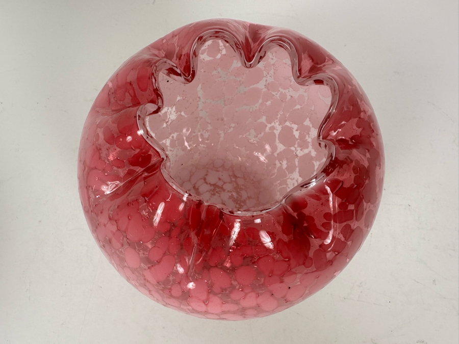 Vintage Pink Art Glass Rose Bowl 6'W X 5.5'H [Photo 4]