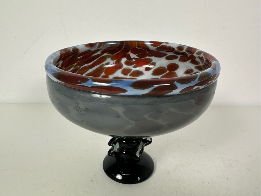 Signed Cohen Footed Art Glass Bowl 6.5'W X 6'H [Photo 2]