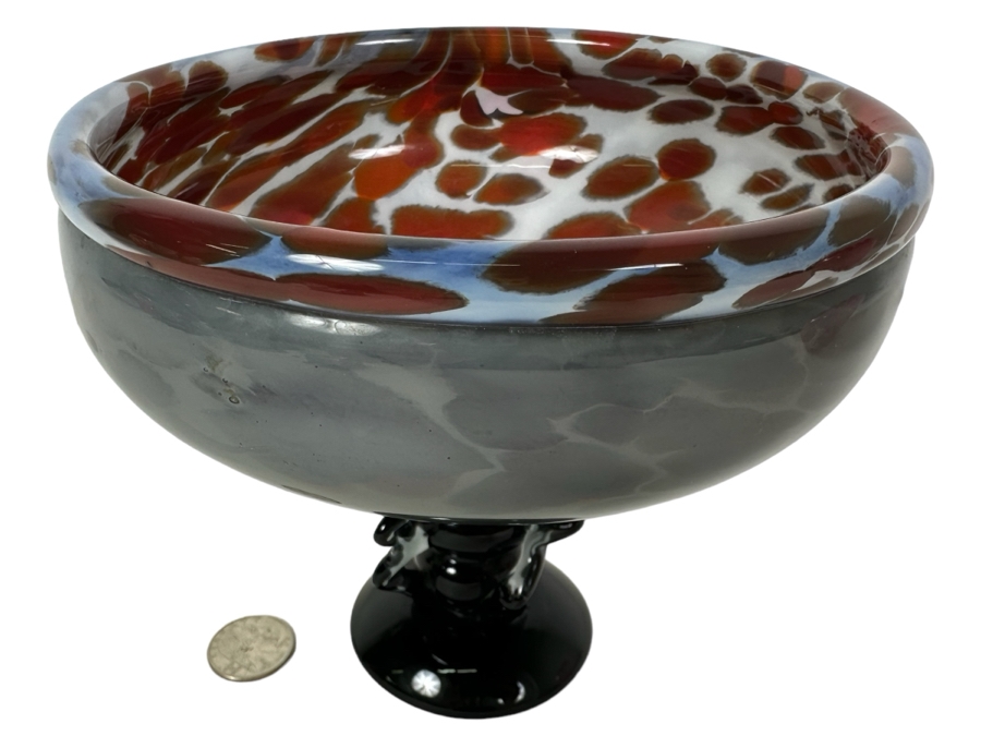 Signed Cohen Footed Art Glass Bowl 6.5'W X 6'H