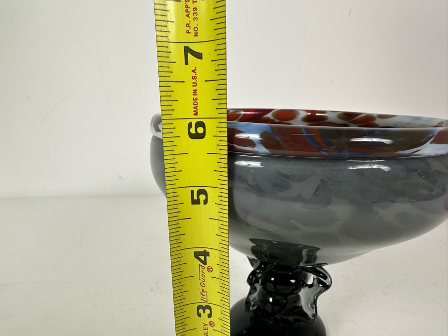 Signed Cohen Footed Art Glass Bowl 6.5'W X 6'H [Photo 9]