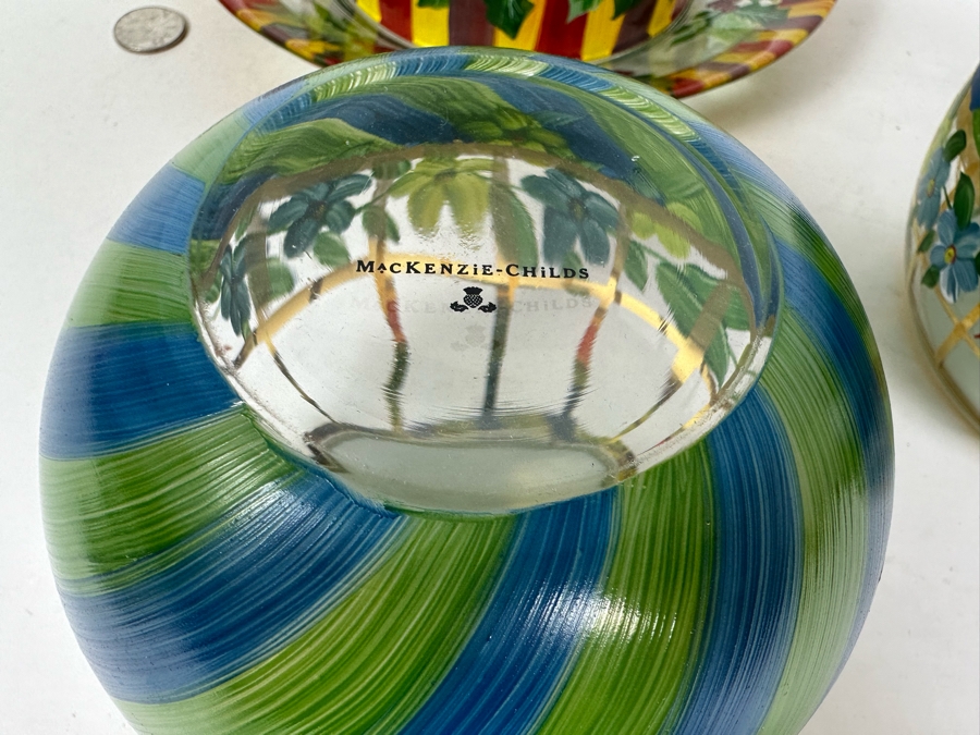 Hand Painted Mackenzie-Childs Glass - 4 Pieces [Photo 7]