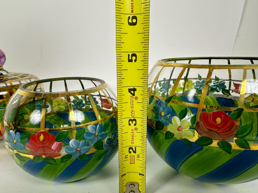 Hand Painted Mackenzie-Childs Glass - 4 Pieces [Photo 9]