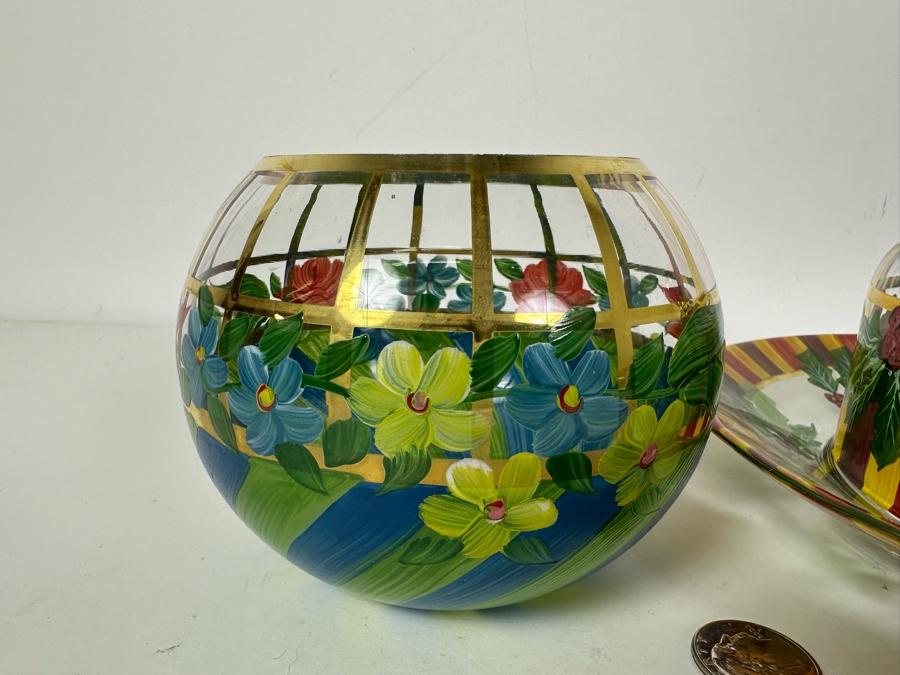 Hand Painted Mackenzie-Childs Glass - 4 Pieces [Photo 5]