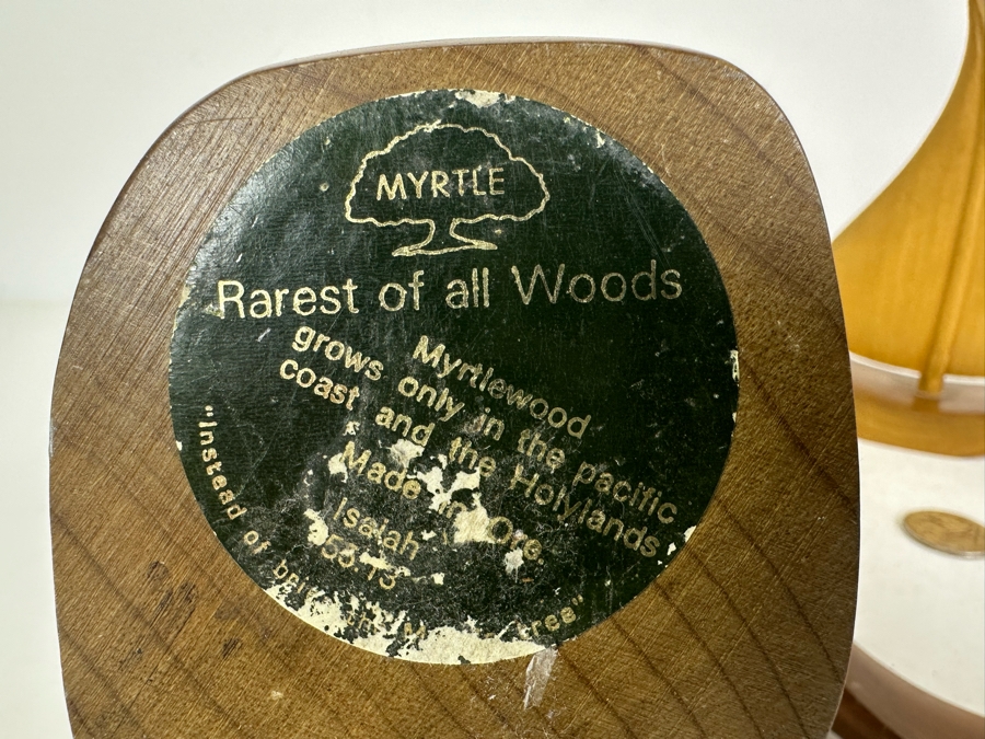 Nautical Decor: Wooden Seagull Sculpture 11'H, Wooden Sailboat And Pair Of Brass Sailboats [Photo 4]