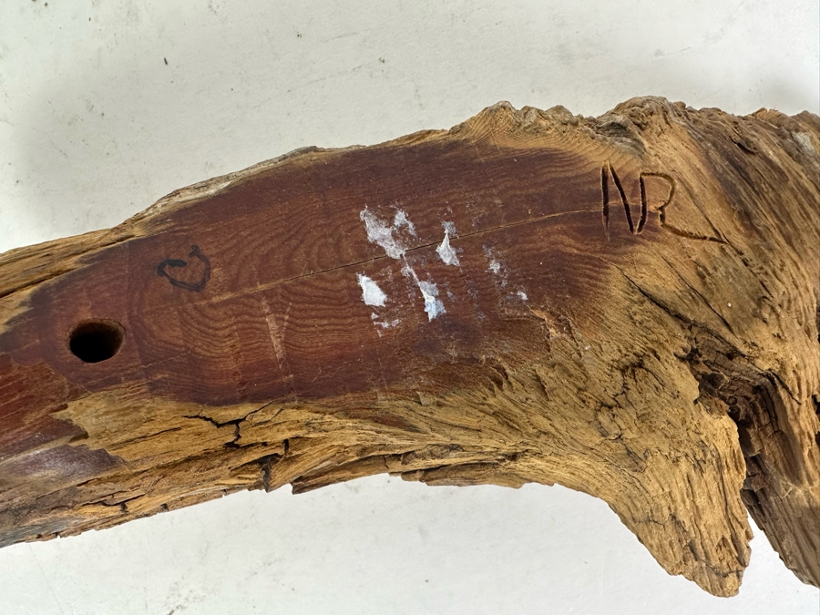 Pair Of Vintage Hand Carved Wooden Face In Branch Sculptures 20'L & 10'L [Photo 5]