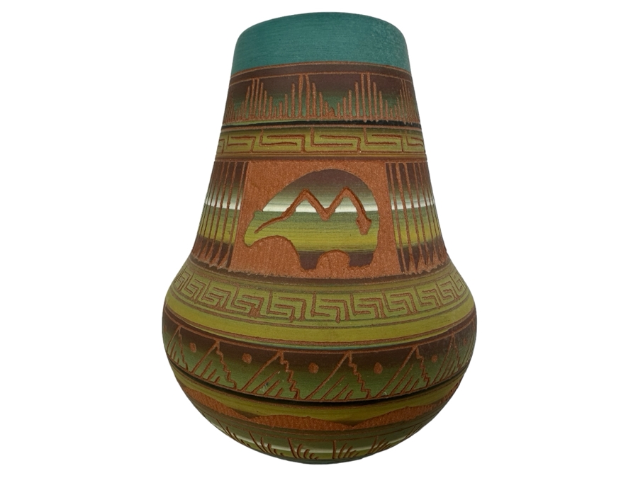 Vintage Navajo Native American Art Pottery Vase Signed E. Gray 6'H [Photo 1]