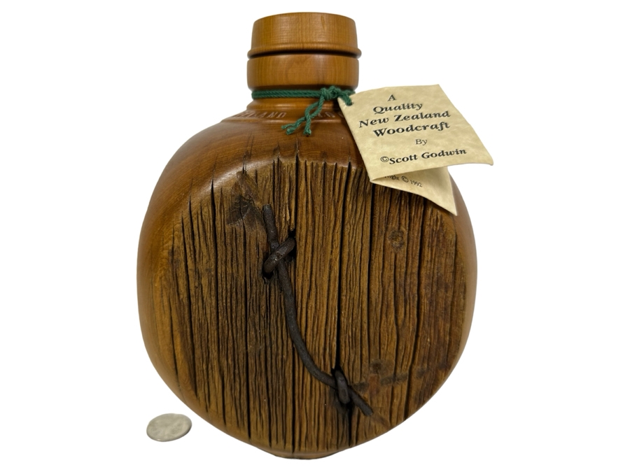 Scott & Trish Godwin Handmade Bottle Crafted From The Wood Of An Antique Fence Post Bay Of Plenty, New Zealand 1992 8.5'H [Photo 1]
