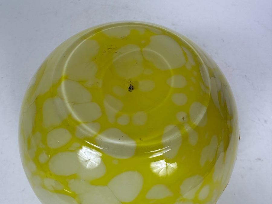 Vintage Yellow Hand Painted Art Glass Rose Bowl 5'H [Photo 6]