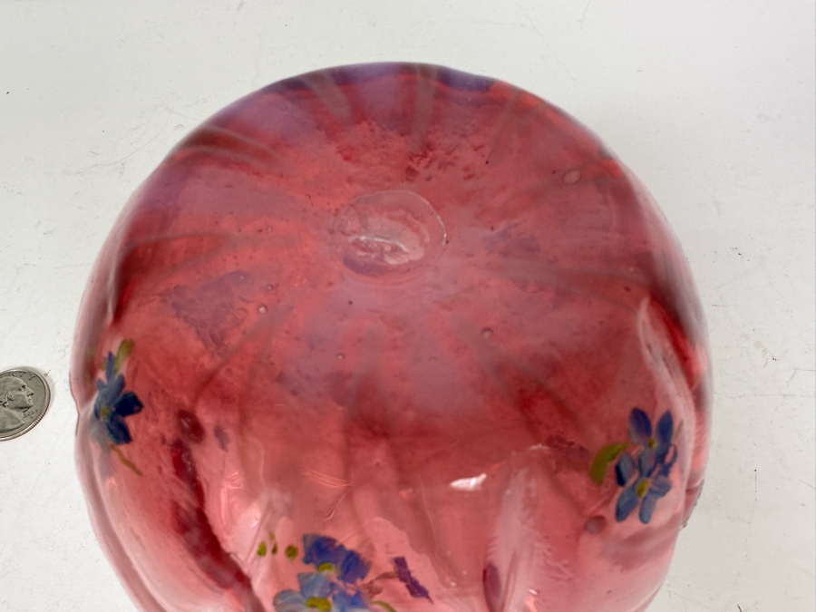 Vintage Hand Painted Art Glass Bowl 4.25'H [Photo 5]