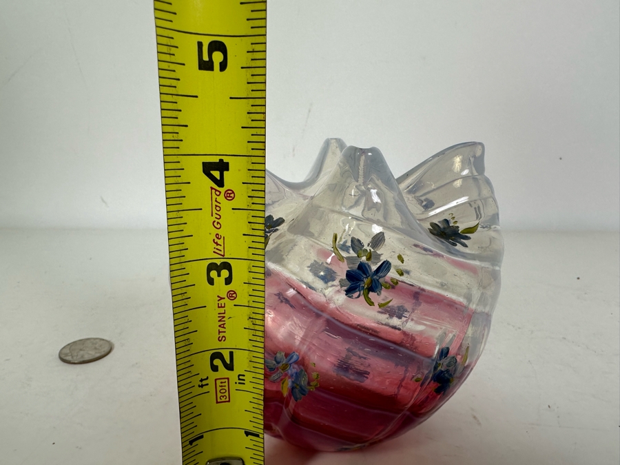 Vintage Hand Painted Art Glass Bowl 4.25'H [Photo 7]