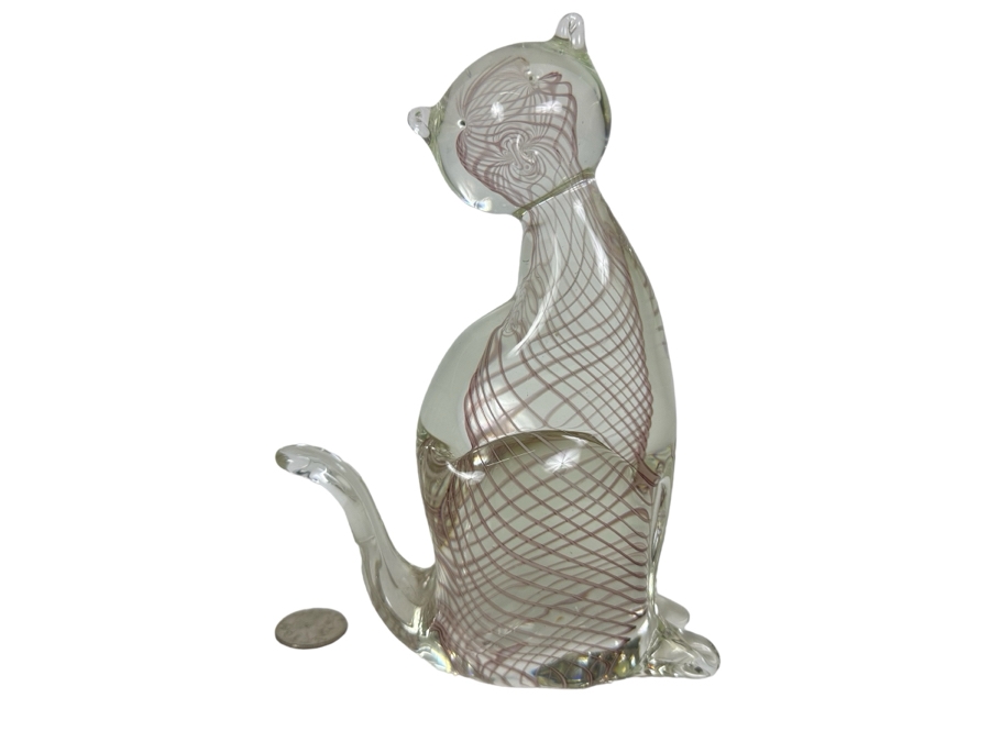Vintage Lenox Glass Cat Sculpture 7.5'H