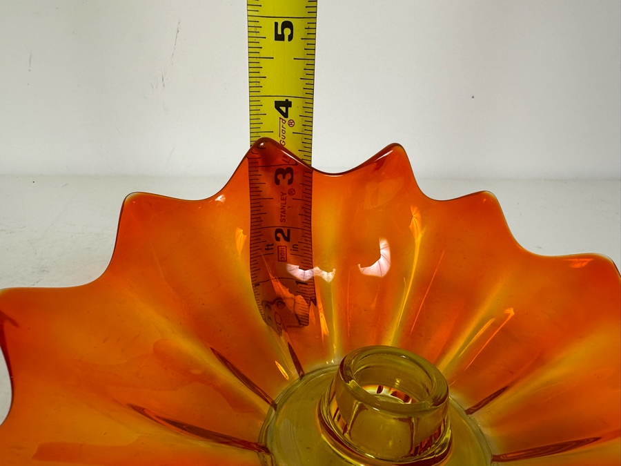 Vintage MCM Glass Candle Holder 9'W X 3.5'H [Photo 5]